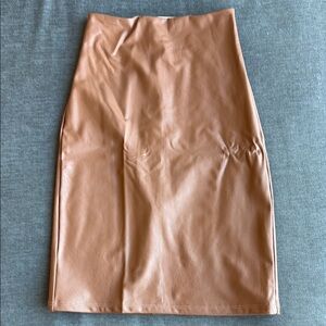 Commando Camel Leather Pencil Skirt